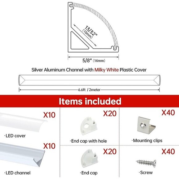 LED Adjustable Trimmable Housing Covers Light Diffuser Track 6.6ft 10pc - Picture 7 of 8